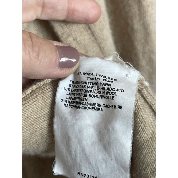 Max Mara Wool Cashmere Cardigan S Beige Designer Lux Preppy Casual Top - Picture 3 of 5